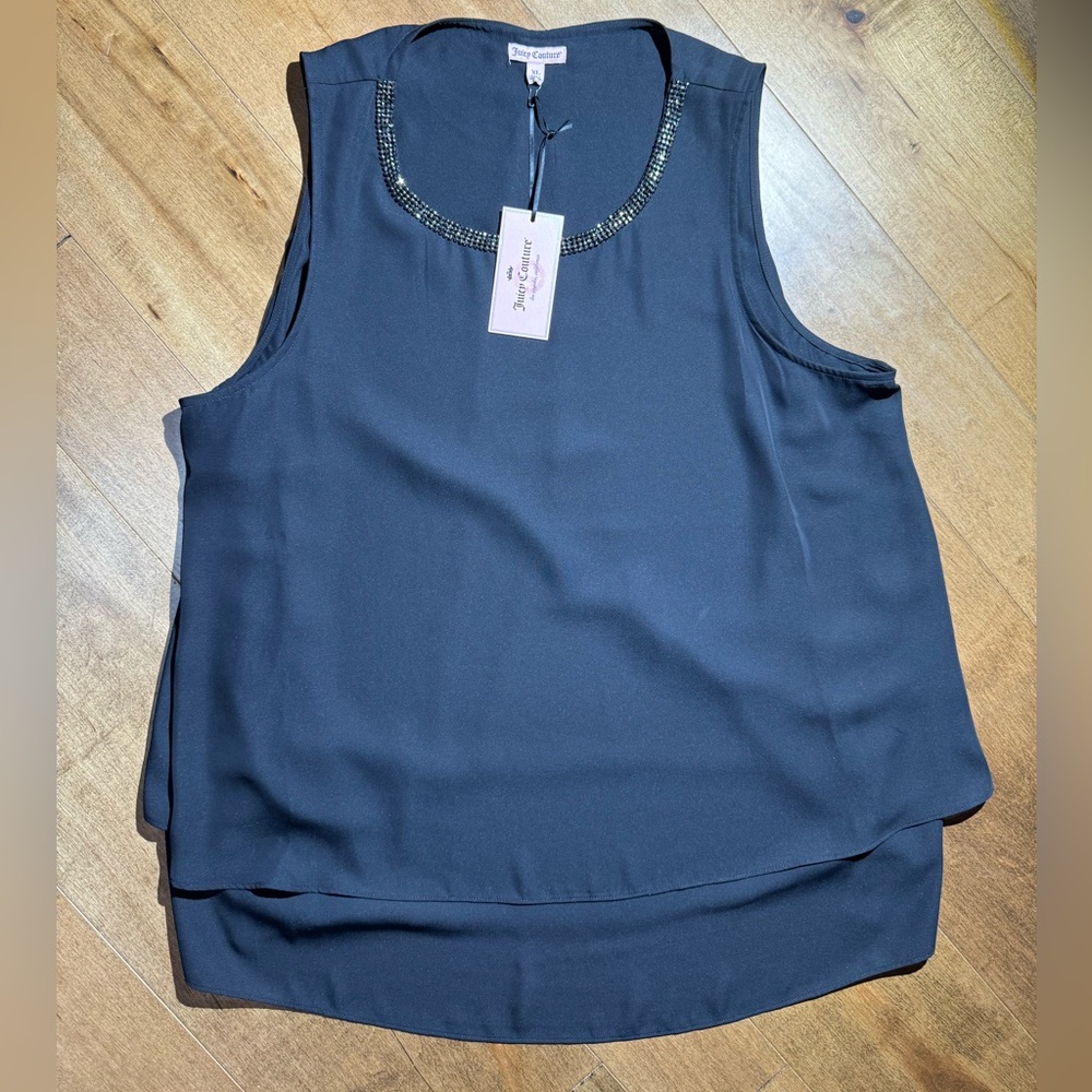 (NWT) Women’s Juicy Couture Blurred Beauty Black Top Style No. #WY63W007RS Sz XL